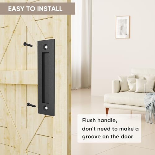 JUBEST 8-3/5'' Sliding Barn Door Handle Modern Simple Finger Flush Pull Handle for Gates Garages Sliding Doors Cabinets Closet and Drawers, Matte Black - Image 3