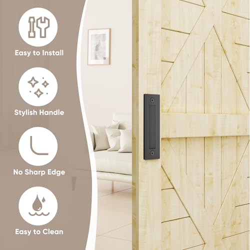 JUBEST 8-3/5'' Sliding Barn Door Handle Modern Simple Finger Flush Pull Handle for Gates Garages Sliding Doors Cabinets Closet and Drawers, Matte Black - Image 2