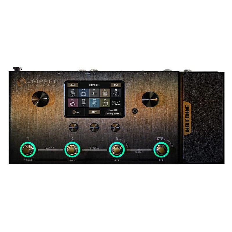 Hotone Ampero MP100 Guitar Bass Amp Modeling IR Cabinets Simulation Multi Language MultiEffects with Expression Pedal Stereo OTG USB Audio Interface