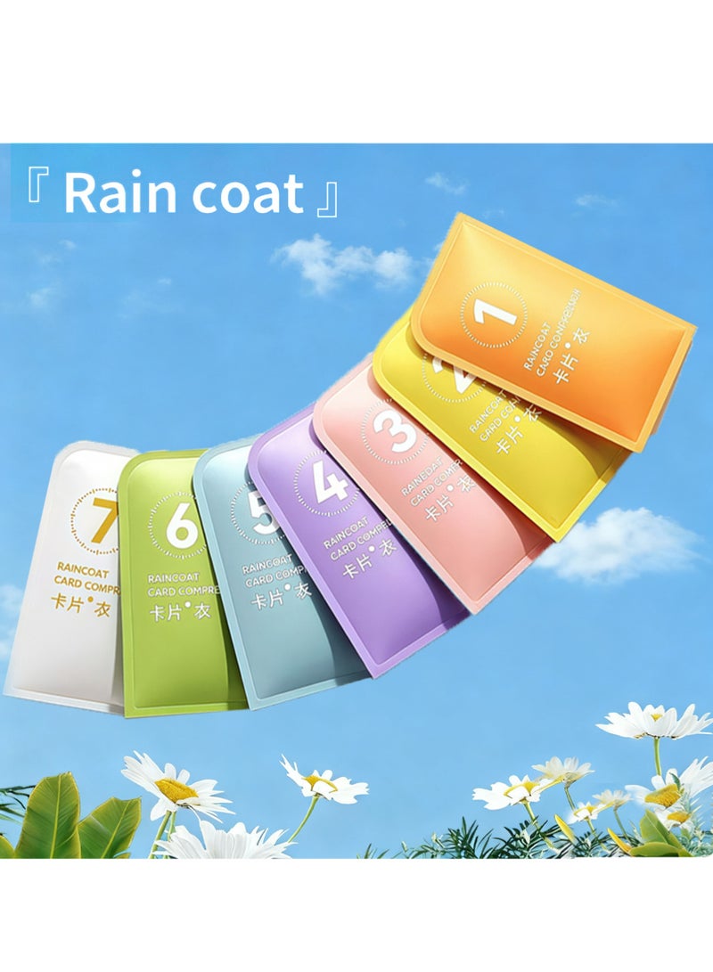 بينكو ٧ قطع من معاطف المطر الشفافة للبالغين، للجنسين، مصنوعة من مادة البولي فينيل كلوريد للاستخدام مرة واحدة، قابلة للحمل والضغط، مزودة بجيب، مع غطاء رأس، ملفوفة بشكل فردي، مناسبة للتخييم والسفر في الهواء الطلق - متعددة الألوان. - Image 2