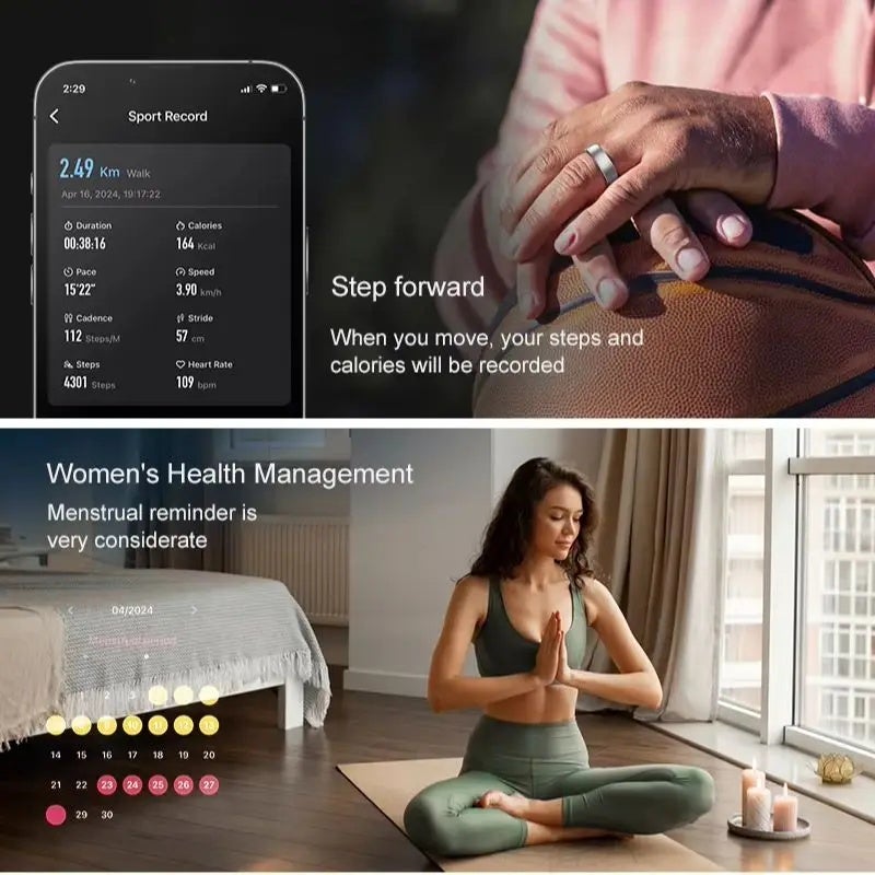 MISIRUN Smart Ring R10 Gesture Control Heart Rate Body Temperature Blood Oxygen Sleep Monitor 5ATM Waterproof Multi Sport Smart Ring, Gold 2372257 - Image 3