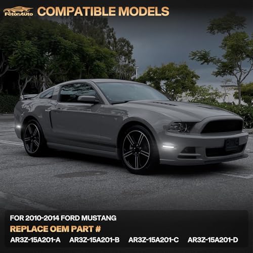 FetonAuto Dynamic Sequential White LED Side Marker Lights for Ford Mustang 2010 2011 2012 2013 2014 Front Rear Bumper Reflector Indicator Assembly, Smoked Lens - Image 5