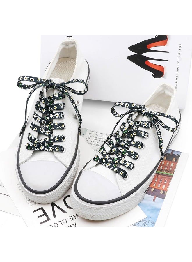 DANHUA Colored Printed Flat Shoelaces: 2 Pair Patterned Shoe Laces for Sneakers, 19 Black White Flowers, 63Inch (160CM) - Image 4
