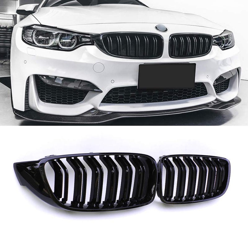 شبكة كلى SNA F32 مناسبة لسيارات BMW 4 Series F32 F33 F36 20142019 F82 M4 F80 M3 20152019 مع شفرات مزدوجة سوداء من ABS مجموعة 2 قطعة