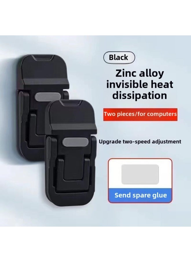 Generic - Laptop Stand Invisible Adhesive Bracket Folding Storage Portable Elevated Rack Keyboard Foot Pad Support Rack-Color:Black Double Second Gear [alloy] - Image 1
