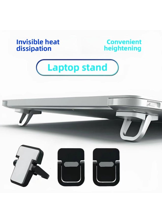 Generic - Laptop Stand Invisible Adhesive Bracket Folding Storage Portable Elevated Rack Keyboard Foot Pad Support Rack-Color:Black Double Second Gear [alloy] - Image 1