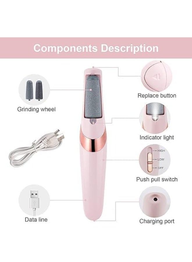 مبرد قدم كهربائي قابل لإعادة الشحن USB | مزيل الجلد الميت والمسامير للكعب | مقاوم للماء مع سرعتين وإضاءة LED | أداة باديكير احترافية للعناية بالقدم والجلد الخشن - Image 2