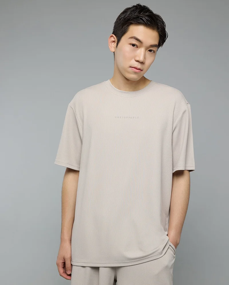 R&b Ribbed T-Shirt with Crew Neck and Short Sleeves