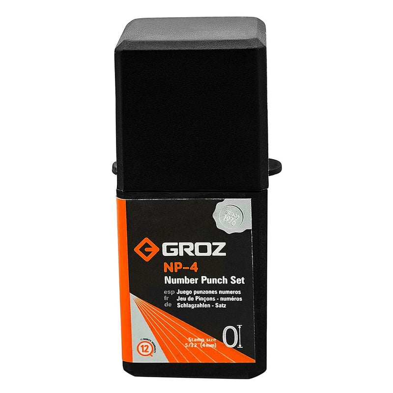 GROZ Number Stamp Set with Induction Hardened Ends| Ideal for Permanent Imprints on Metals, Wood, Leather, Clay, Plastic etc.| Carbon Steel Construction| Comes in Plastic Case |Stamp Size:4 mm| NP/4 - Image 1