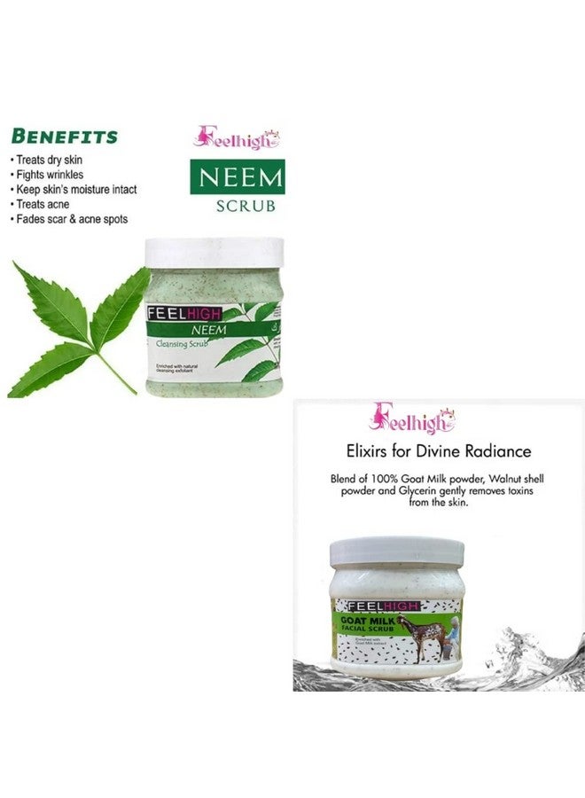 feelhigh Face and Body Neem Scrub and Goatmilk Scrub For Man and Woman -Pack 2 - Image 2