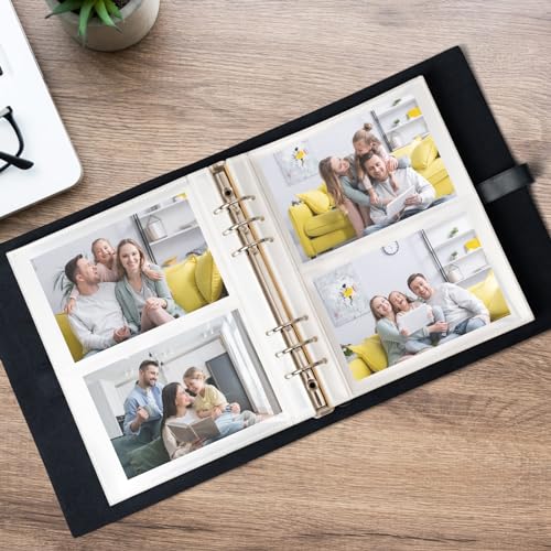 sucarlon Photo Album 4x6 200 PhotosGenuine Leather Photo Albums with Writing Space with 30 Writing PaperTravel Family Wedding Kids Graduation Ultrasound Baby Picture Album Scrapbook Photo AlbumBlue - Image 3