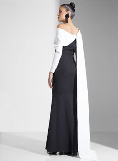 Namshi x Contrast Toned One Shoulder Dress With Trail  - Image 2