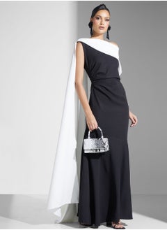 Namshi x Contrast Toned One Shoulder Dress With Trail  - Image 1