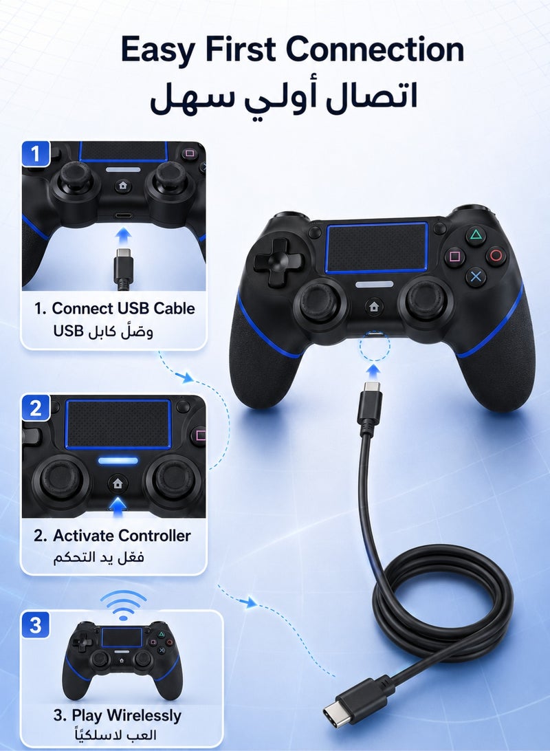 Lumetra PS4 Wireless Controller, Blue Gamepad Compatible with PS4 Slim/Pro, Vibration Feedback, 3.5mm Audio Port and Anti-Slip Grip - Image 5