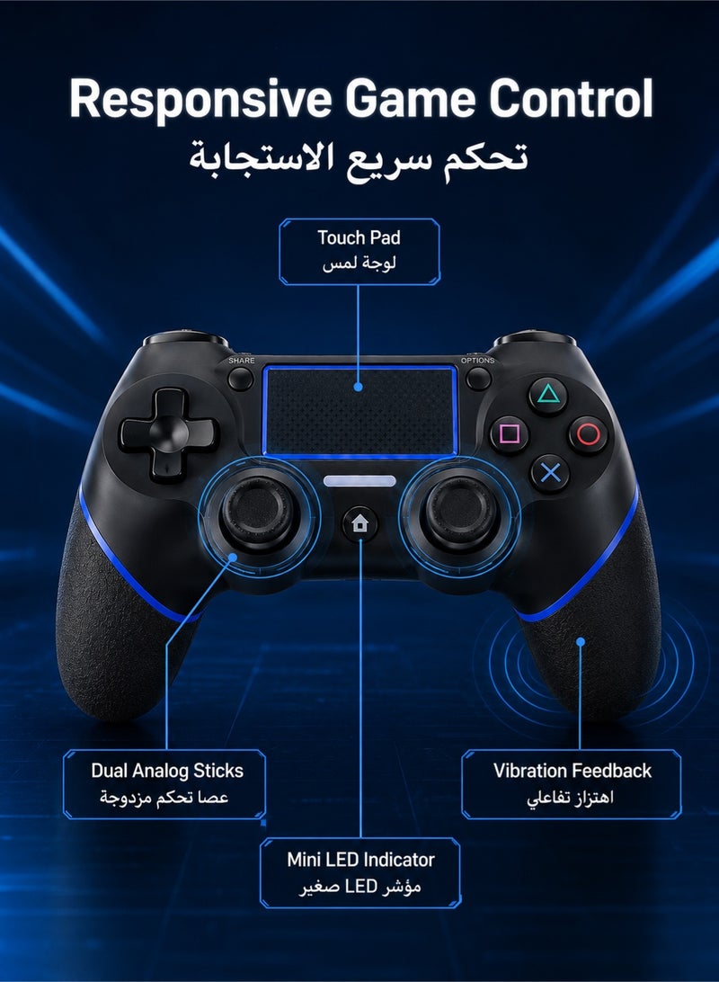 Lumetra PS4 Wireless Controller, Blue Gamepad Compatible with PS4 Slim/Pro, Vibration Feedback, 3.5mm Audio Port and Anti-Slip Grip - Image 2