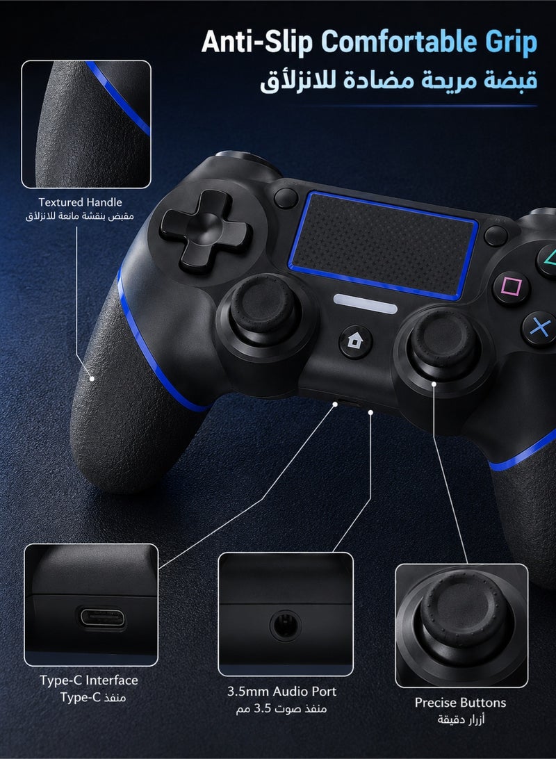 Lumetra PS4 Wireless Controller, Blue Gamepad Compatible with PS4 Slim/Pro, Vibration Feedback, 3.5mm Audio Port and Anti-Slip Grip - Image 4