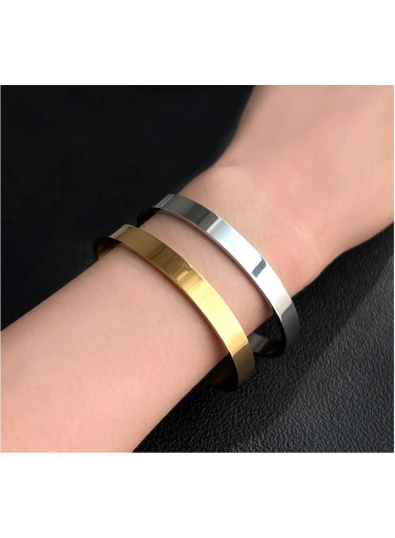 Philip Jones Men's Stainless Steel Bracelet {Gold Size 65/70} 6mm