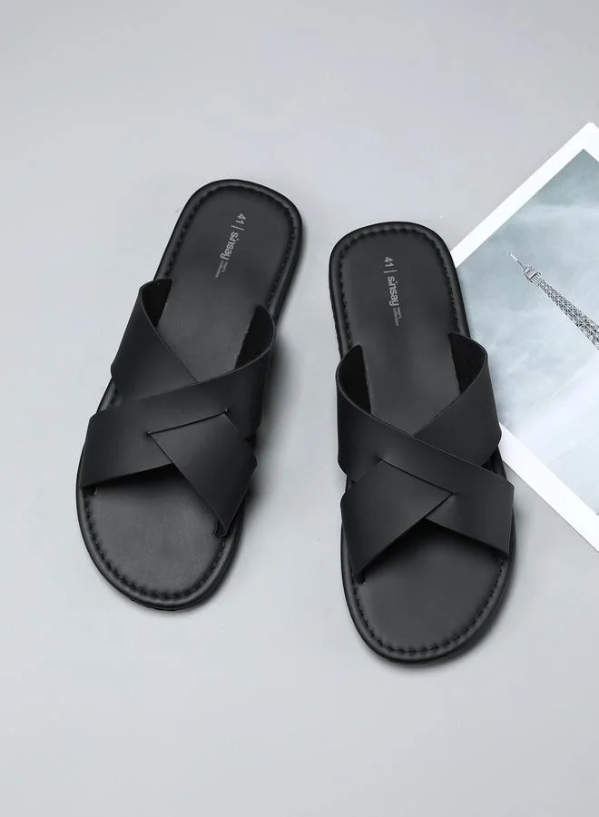 Take Two Men Black Flip-Flop Slippers