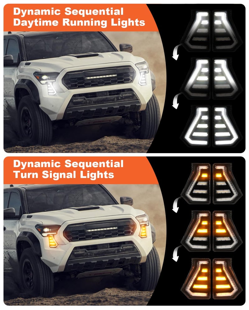 OKLSG LED Fog Lights Kit for 2024 2025 2026 Toyota Tacoma DRL Daytime Running Lights Amber Turn Signal Front Bumper Lamps 4th Gen Toyota Tacoma Accessories (C-shaped) - Image 4