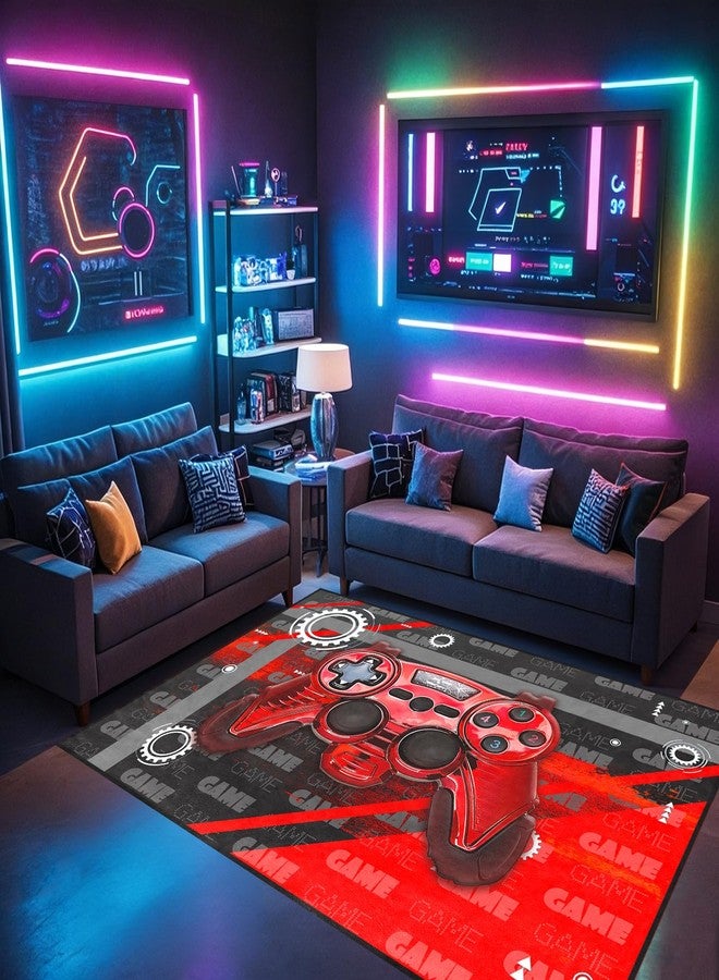 Jiospet Gamer Teen Area Rug Floor Rugs for Boys 3D Gamepad Red Small Carpet for Bedroom Floor Mat Doormats Kids Room Gaming Controller Game Player Black Living Room Mat Home Decor Sofa Mat, 2'x3' - Image 2
