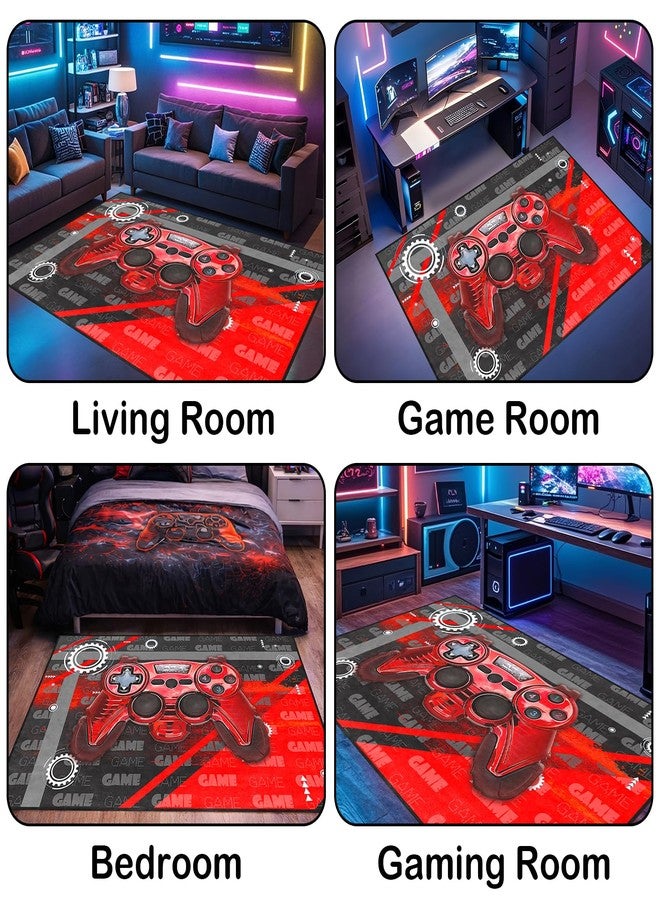 Jiospet Gamer Teen Area Rug Floor Rugs for Boys 3D Gamepad Red Small Carpet for Bedroom Floor Mat Doormats Kids Room Gaming Controller Game Player Black Living Room Mat Home Decor Sofa Mat, 2'x3' - Image 4
