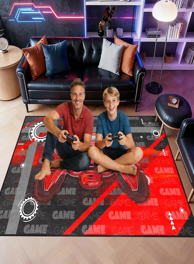 Jiospet Gamer Teen Area Rug Floor Rugs for Boys 3D Gamepad Red Small Carpet for Bedroom Floor Mat Doormats Kids Room Gaming Controller Game Player Black Living Room Mat Home Decor Sofa Mat, 2'x3' - Image 3