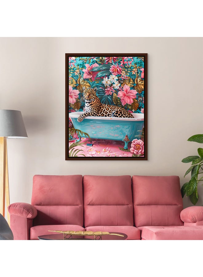 Art Decor Art Decor Framed Canvas Wall Art of Colorful Leopard Pop Art Portrait Wild Animal Floral and Foliage Art Print Wall Décor for Office Home Living Room Bedroom Gifting  - Image 2