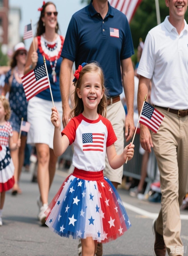 Zando 4-Layer Red White and Blue Tutu 4th of July Tutu for Toddler Girls Tulle Skirt Kids Baby Affordable Halloween Birthday Princess Dress up Dance Ballet Tutus Petticoat Skirt 2-8 Years - Image 3