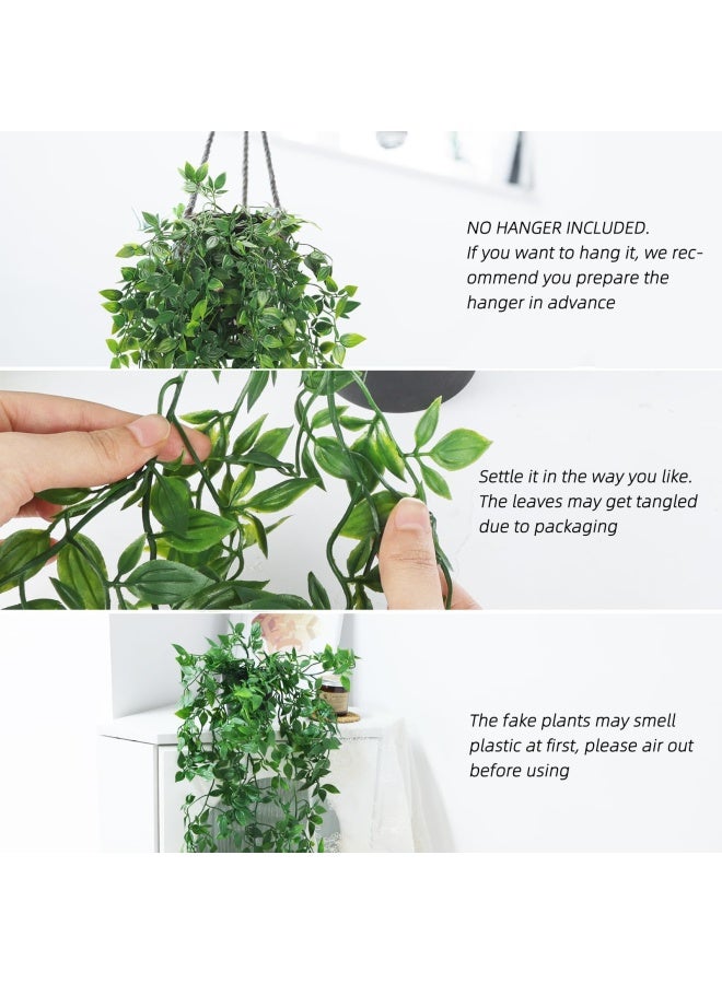 Whonline Fake Hanging Plants Artificial Small Potted Plants for Indoor Outdoor Aesthetic Office Living Room Shelf Decor 1 Pack - Image 3