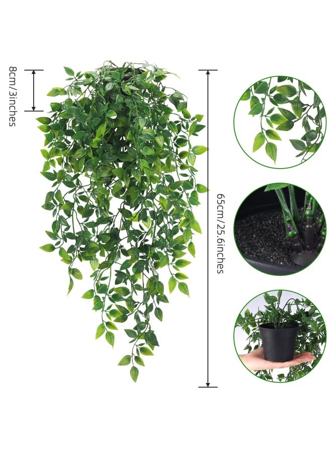 Whonline Fake Hanging Plants Artificial Small Potted Plants for Indoor Outdoor Aesthetic Office Living Room Shelf Decor 1 Pack - Image 2
