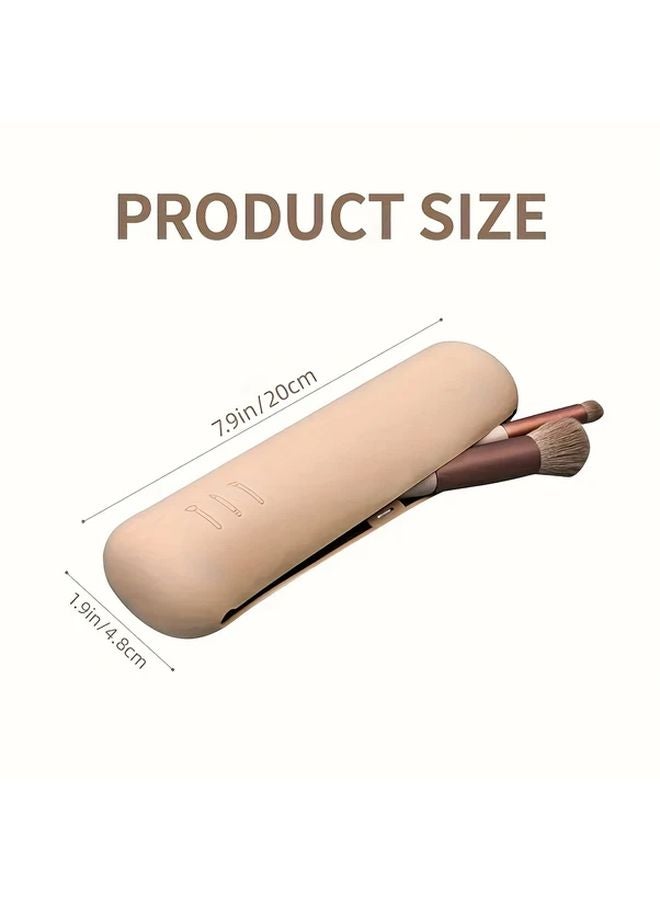 Pink Silicone Travel Makeup Brush Case Magnetic Closure Portable Cosmetic Organizer - Image 5