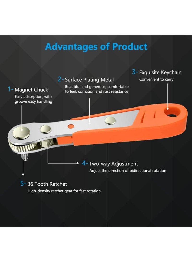 sokany Compact,High-Torque 6.35 cm Drive Ratchet Wrench,Right Angle Phillips Magnetic Screwdriver for Tight Spaces,Reversible Mini Ratchet Screwdriver (1 Pc) - Image 3