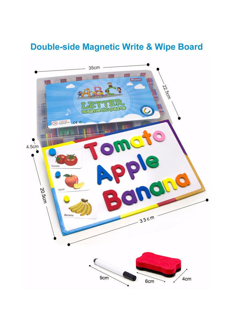 general Magnetic Letters Kit, Alphabet Letters with Large Double-Side Magnet Board and Learning Cards, Educational Refrigerator Magnets for Preschool Learning Spelling - Image 3