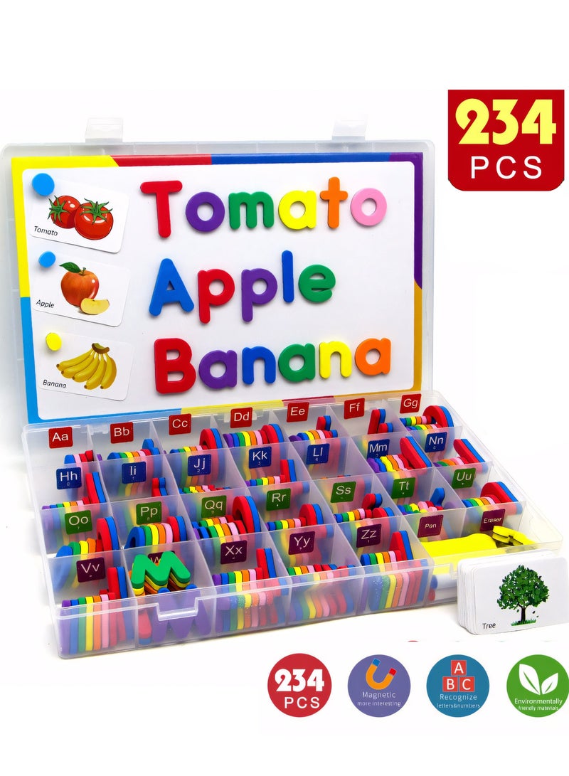 general Magnetic Letters Kit, Alphabet Letters with Large Double-Side Magnet Board and Learning Cards, Educational Refrigerator Magnets for Preschool Learning Spelling - Image 1