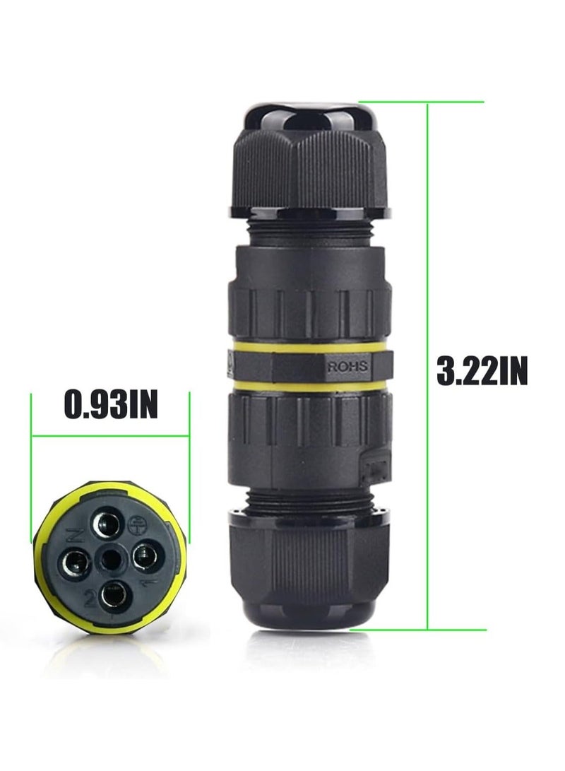 IP68 Waterproof 2 Way 4 Pin Junction Box Electrical Cable Connector,5 Pack 24A 400V M20 Wire Range59mm Used for Outdoor Rapid Maintenance Expansion and Extension of Cable Connectors - Image 4