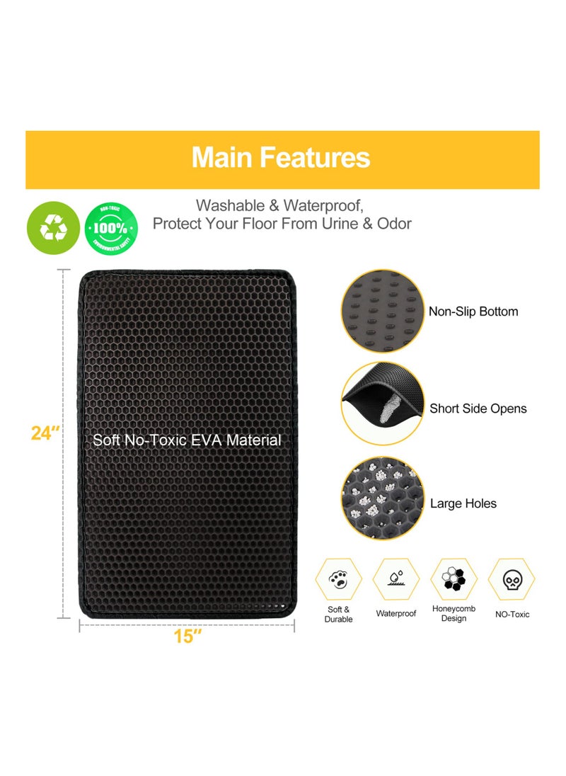 SYOSI Pet Litter Mess Trap Mat, (16*20 in) Decorative Litter Catching Mat Pet Feeding Area Mat Cat Litter Mat  Mess-Free Cat Litter Mat Litter Trapping Mat for Litter Box, No Slip Large, Urine Waterproof  - Image 4