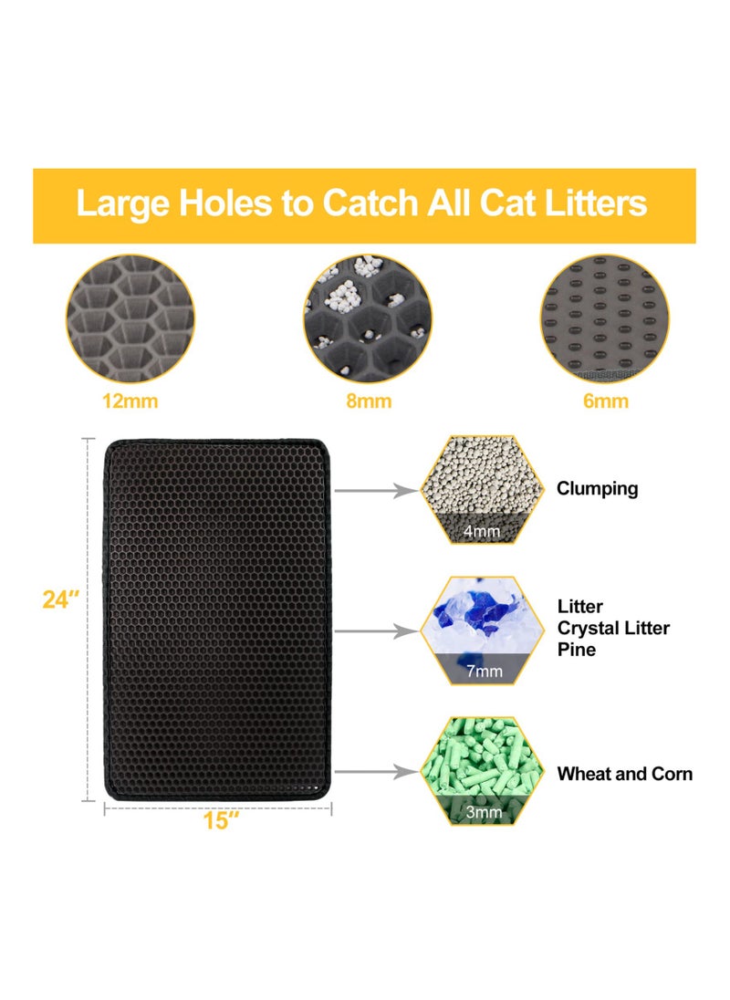 SYOSI Pet Litter Mess Trap Mat, (16*20 in) Decorative Litter Catching Mat Pet Feeding Area Mat Cat Litter Mat  Mess-Free Cat Litter Mat Litter Trapping Mat for Litter Box, No Slip Large, Urine Waterproof  - Image 2