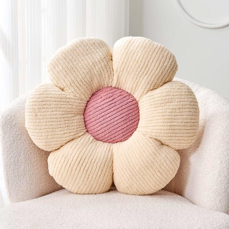 Kcvvcr Flower Throw Pillow, Soft White 14.9" Shaped Floor Pillow for Home Decor, Cute Aesthetic Plush Decorative Pillows for Bed, Sofa, Couch - Image 1