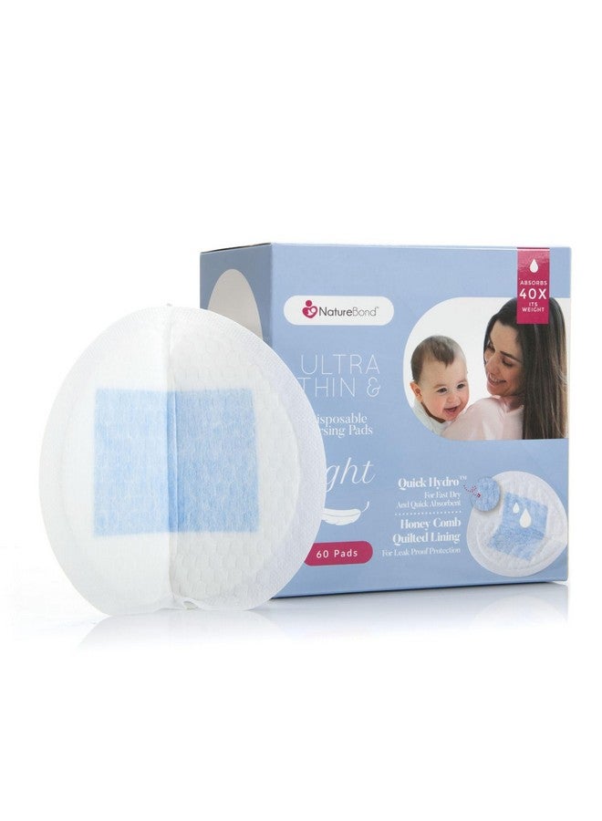 NatureBond Disposable Nursing Pads Ultra Thin Breastfeeding Breast Pads, Light, Contoured and Highly Absorbent. Highest Absorbency/Thinness Ratio 1mm (60 Pads) - Image 1