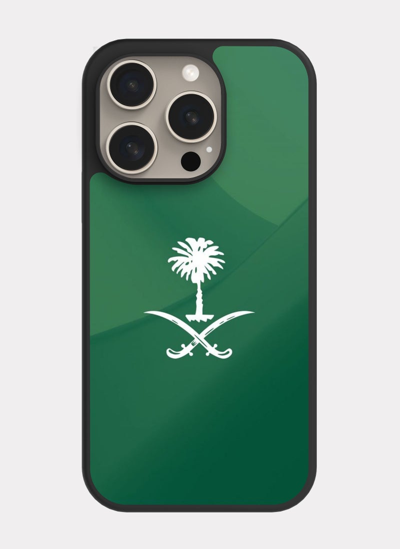 بكسلات كفر ايفون 15 برو السعودية العظمى ابيض اخضر - Image 1