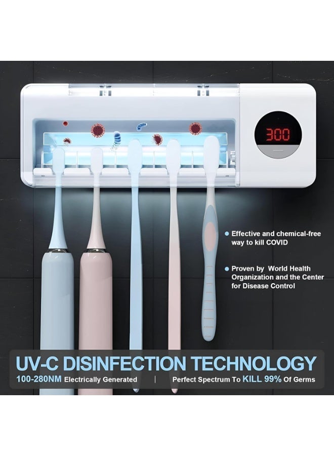 UV Toothbrush Holder with Automatic Toothpaste Dispenser – Wall Mounted Bathroom Organizer, UV Sterilizer for 4 Toothbrushes, Hands-Free Dustproof, No-Drill Family Bathroom Storage - Image 5
