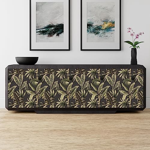VaryStyle Tropical Wallpaper Peel and Stick Exotic Palm Tree Banana Leaf Wallpaper for Bedroom Bathroom Waterproof Vinyl Removable Self Adhesive Dark Jungle Contact Paper for Cabinets Walls 17.7"x118" - Image 3