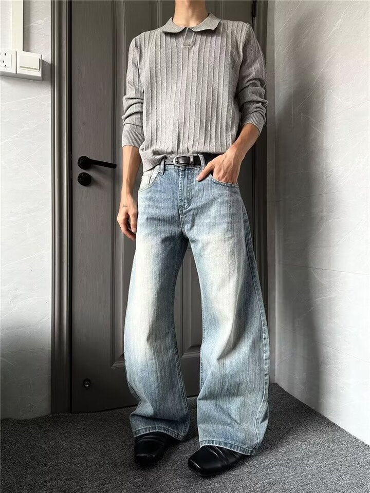 Unisex Classic Denim Jeans Loose Fit Daily Outdoor Wear - Image 1
