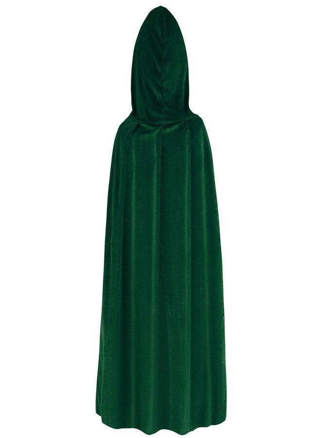 Bskifnn Hooded Cloak Vampire Costume Witch Costume for Man and Women Witch Cloak for Halloween, Cosplay, Role Play 27.5Inch (Dark Green, 43.5Inch) - Image 2