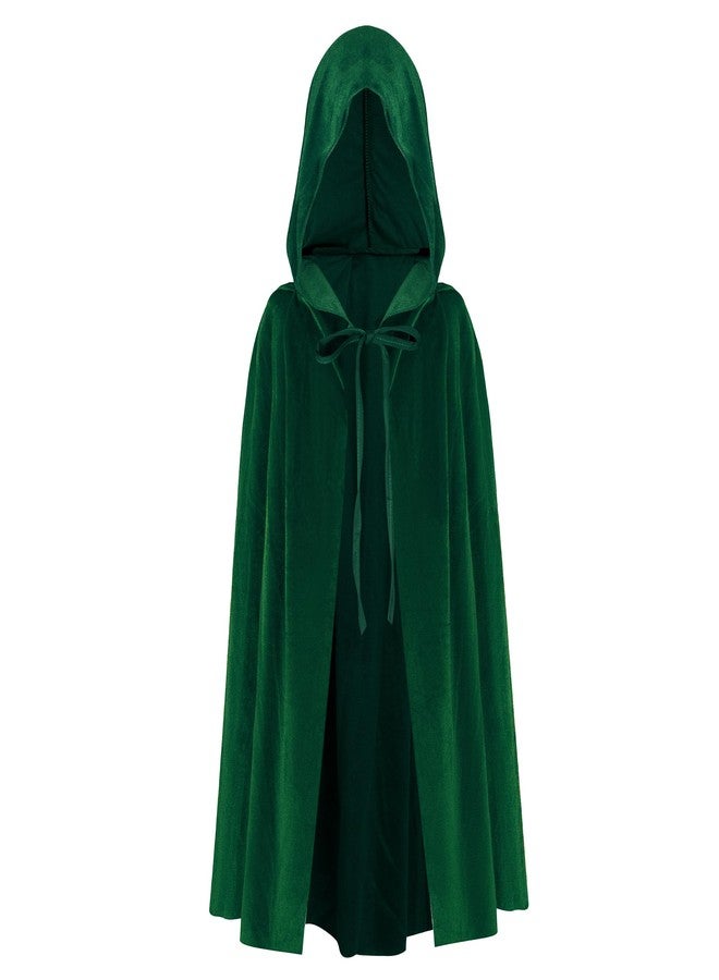 Bskifnn Hooded Cloak Vampire Costume Witch Costume for Man and Women Witch Cloak for Halloween, Cosplay, Role Play 27.5Inch (Dark Green, 43.5Inch) - Image 1
