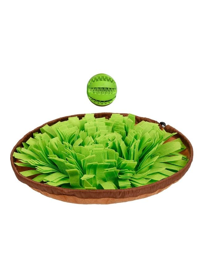 Green/Brown Pet Snuffle Training Feeding Mat Including Ball - Image 1