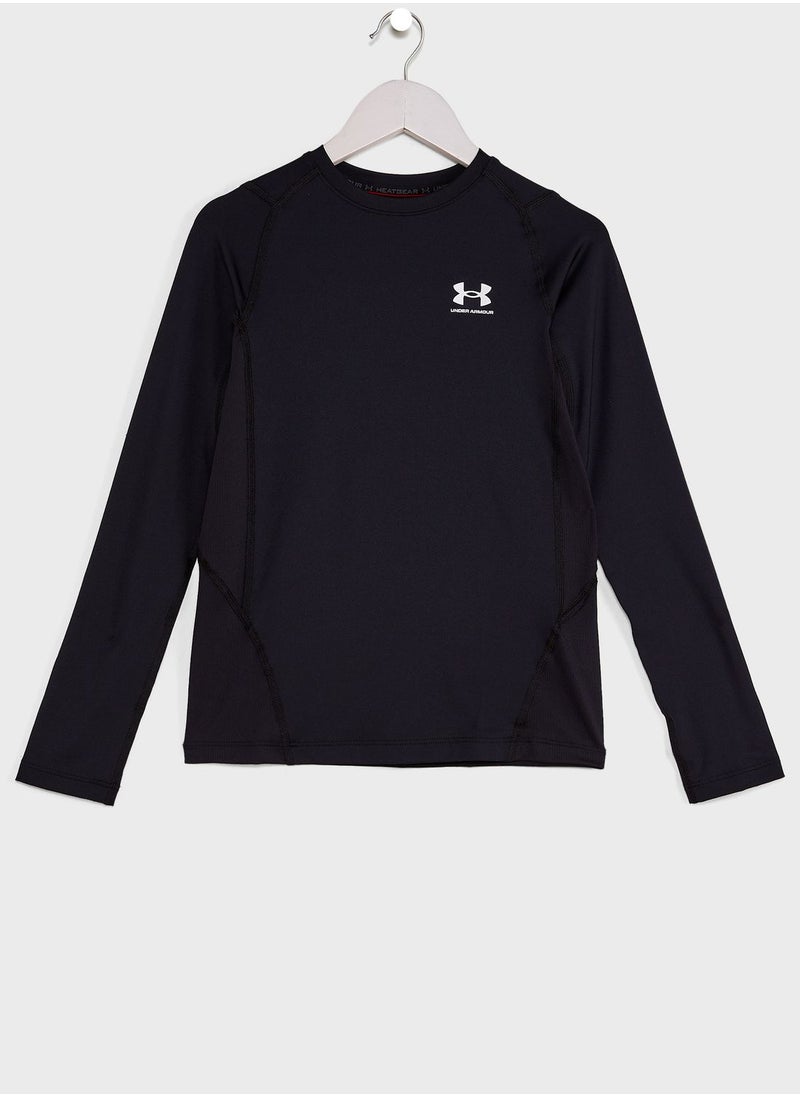UNDER ARMOUR - Boys' HeatGear Armour Fitted Long Sleeve Top - Image 1