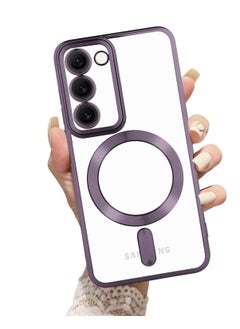 Magnetic Clear Case for Galaxy S23 Plus Case,Compatible with MagSafe, Love Heart Design Electroplated Case Soft TPU Shockproof Full Camera Lens Protective Case for Samsung Galaxy S23 Plus