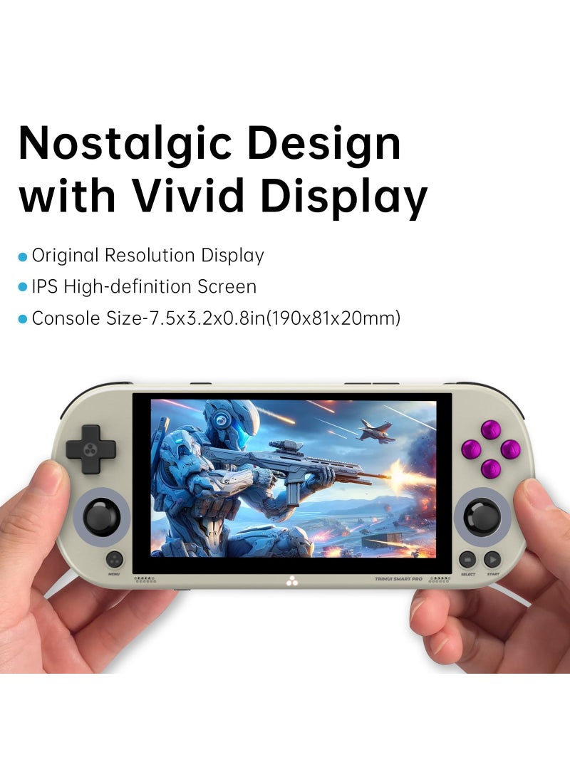 Smart Pro Open Source Handheld Game Console, Retro Arcade HD 4.96-inch IPS Screen Game Console, Linux System, 5000 mAh Large Battery (Grey) - Image 3