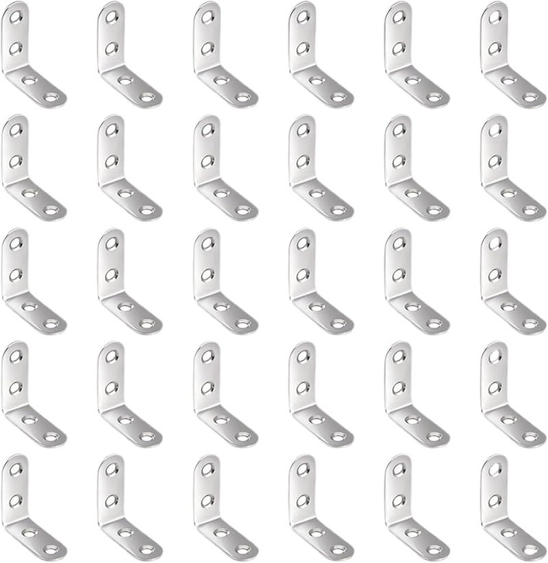 Stainless Steel L Shaped Corner Brackets 50pcs 16x50mm 90 Degree Furniture Connectors - Image 2